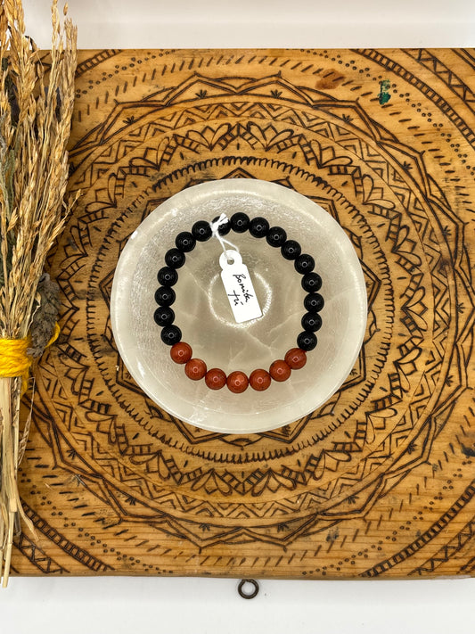 ❤️ Pulsera Obsidiana y Jaspe Rojo – “Raíz y Energía Vital” 🔥