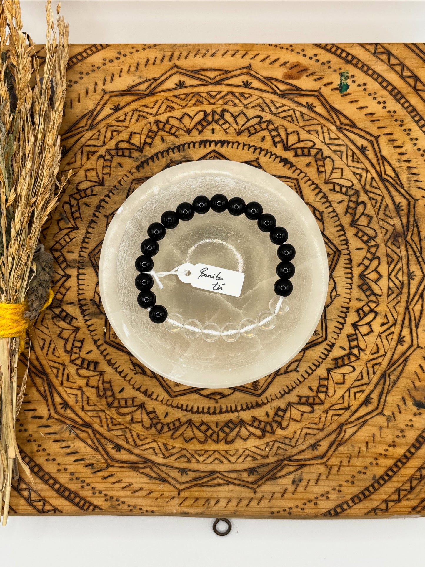 🤍 Pulsera Obsidiana y Cuarzo Transparente – “Claridad y Energía Pura” ✨