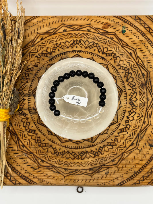 🤍 Pulsera Obsidiana y Cuarzo Transparente – “Claridad y Energía Pura” ✨