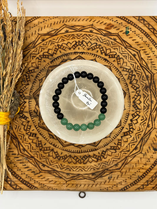💚 Pulsera Obsidiana y Aventurina Verde – “Equilibrio del Corazón”