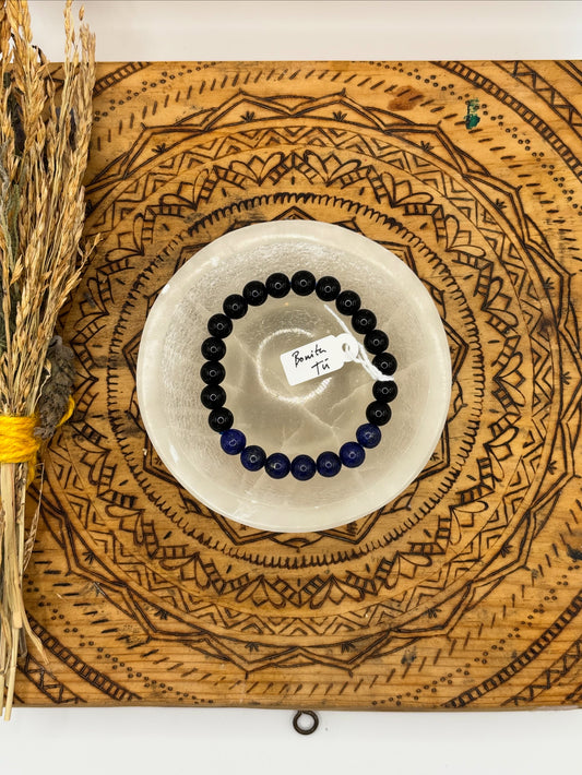 💙 Pulsera Obsidiana y Lapislázuli – “Sabiduría y Protección del Espíritu” 🌌