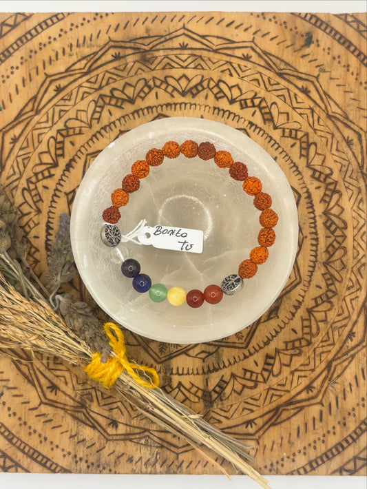 🌈 Pulsera Rudraksha y los 7 Chakras – Equilibrio interior ✨