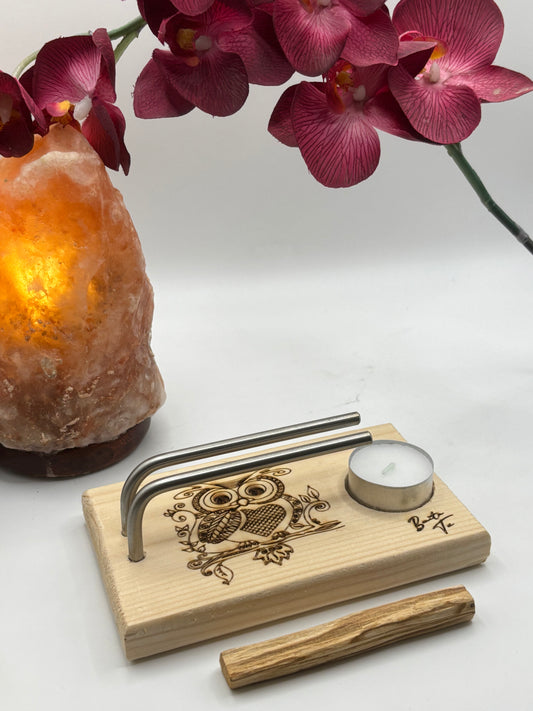 Quemador Palo Santo – Búho Sagrado: Claridad y Sabiduría ✨